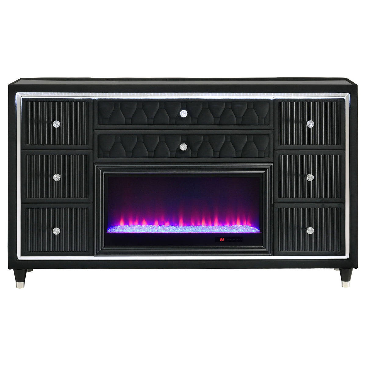 Mika - 8 Drawer LED Fireplace Dresser