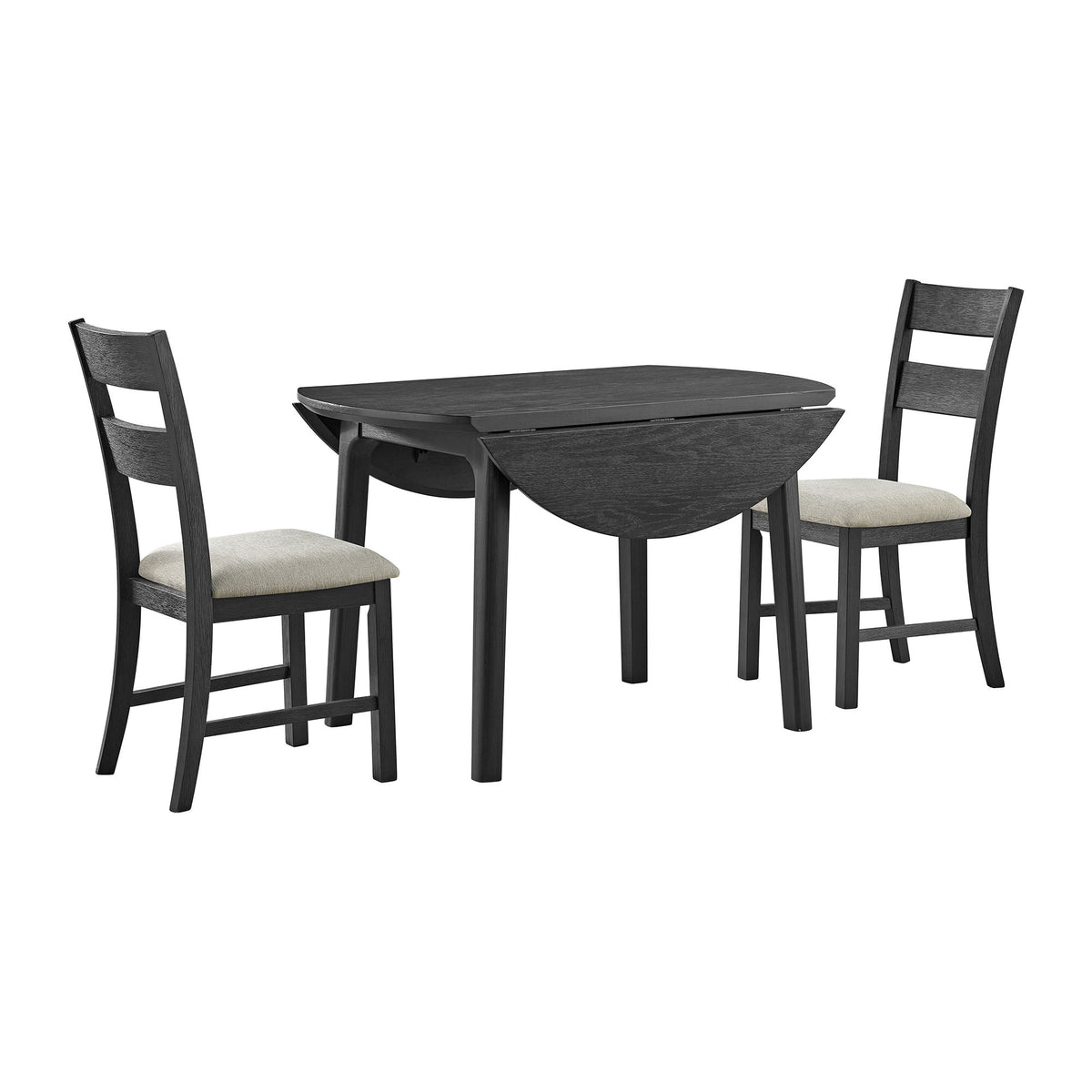 Garcia - 3 Piece Dining Set (Round Drop Leaf Table And 2 Chairs) - Black