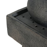 Minimalist Column Fountain With LED Lighting, Outdoor Decor For Patio, Porch And Garden - Gray