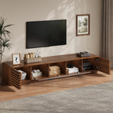 TV Stand With LED Lighting, Soft Closing Hinges, Cable Management - Walnut