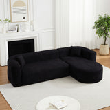 L - Shape Boneless Cloud Couch With 2 Throw Pillows For Living Room