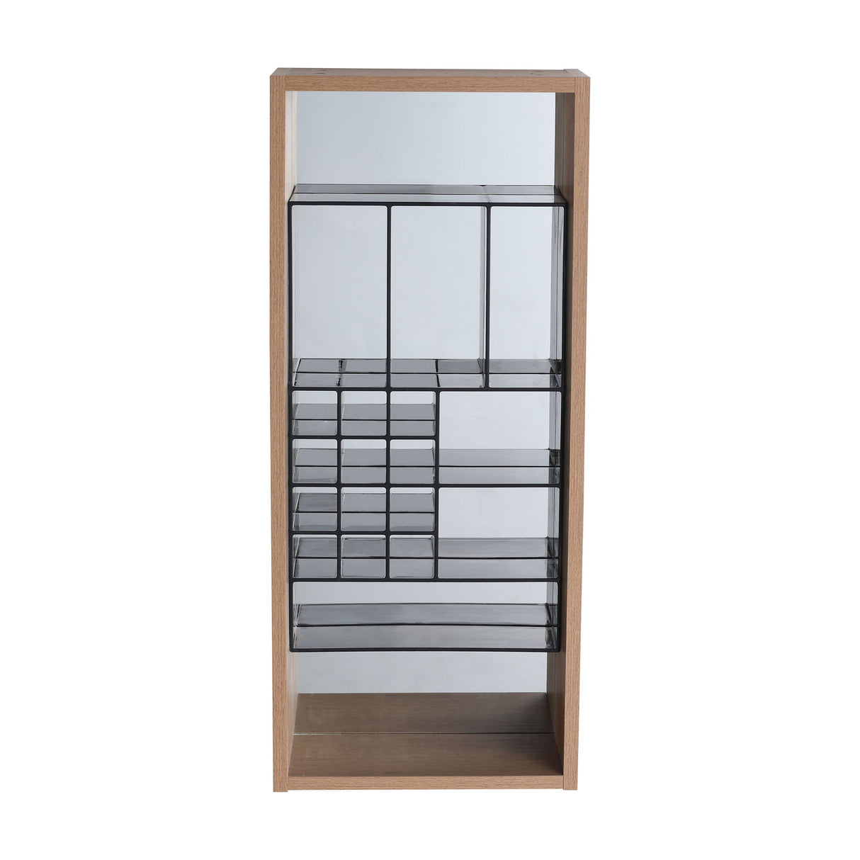 12" Wall Mounted Mirror Cabinet With Storage - Imitative Oak