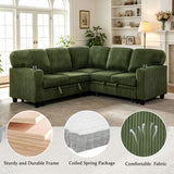 L-Shaped Sofa With Pull Out Sofa Bed With USB