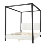 Queen Canopy Bed With Upholstery - White / Black