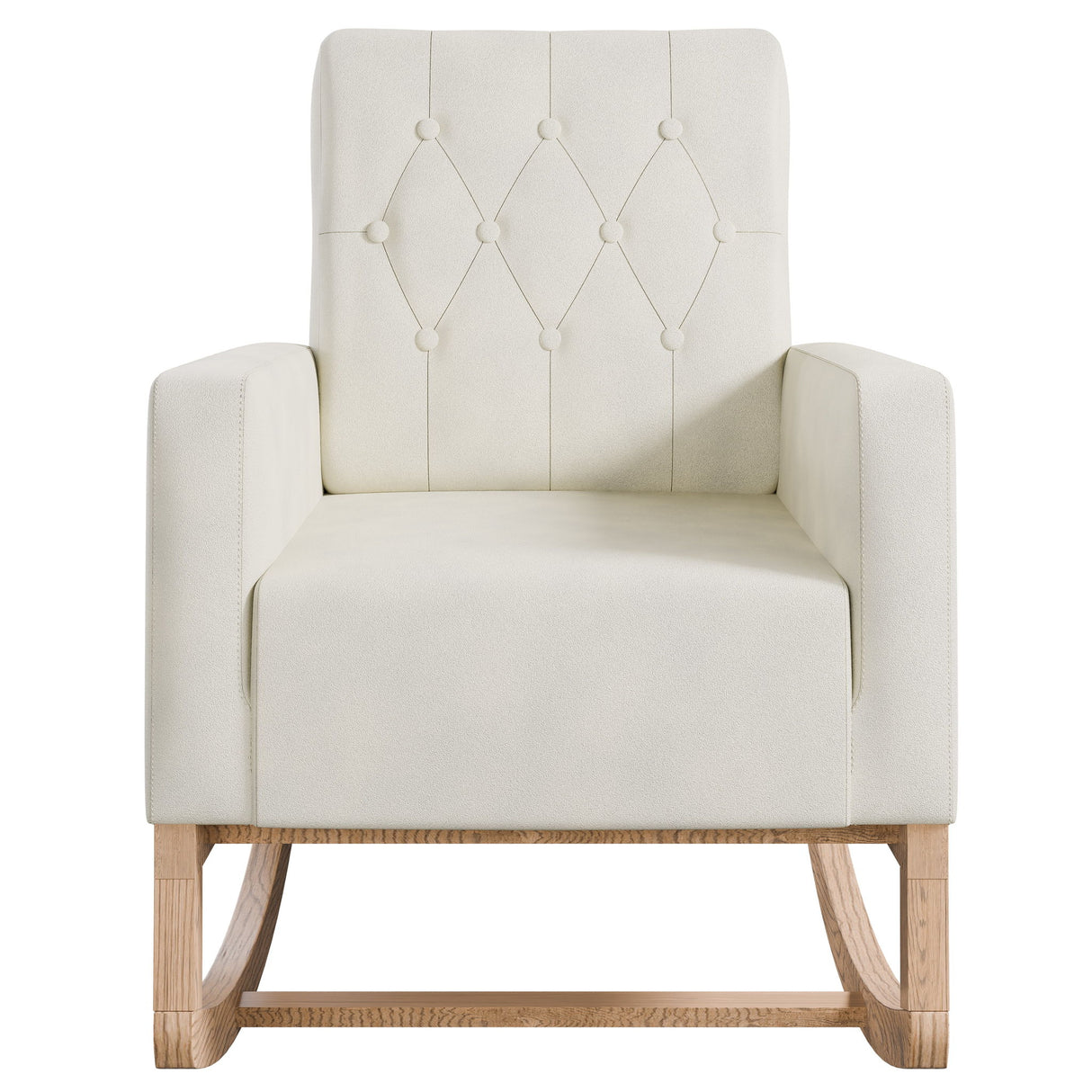 Rocker Chair With Tufted Back - Beige / Ivory