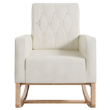 Rocker Chair With Tufted Back - Beige / Ivory