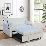 Modern Velvet Loveseat Futon Sofa With Pullout Bed, Adjustable Reclining Backrest, Toss Pillows