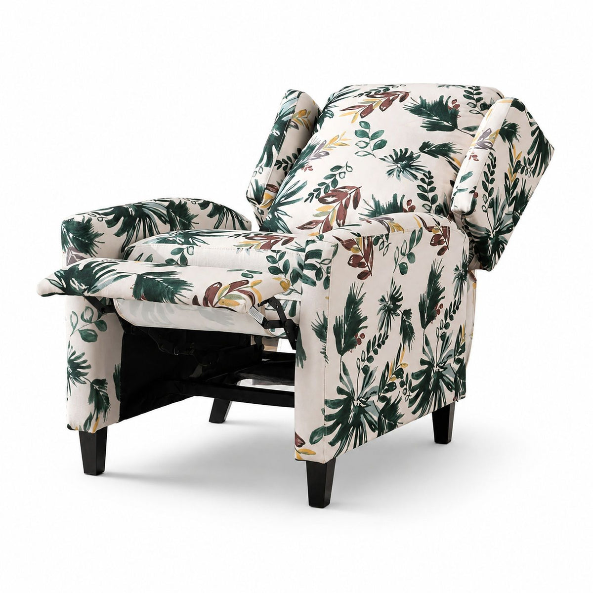 Wingback Recliner Chair With Padded Arms - Green