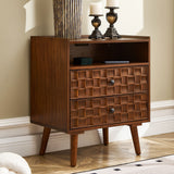 Nightstand With Charging Station, 2 Drawer Bedside Table With Shelf And USB / AC Ports