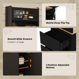 Pantry Cabinet With Hydraulic Flip Top And USB Charging Port