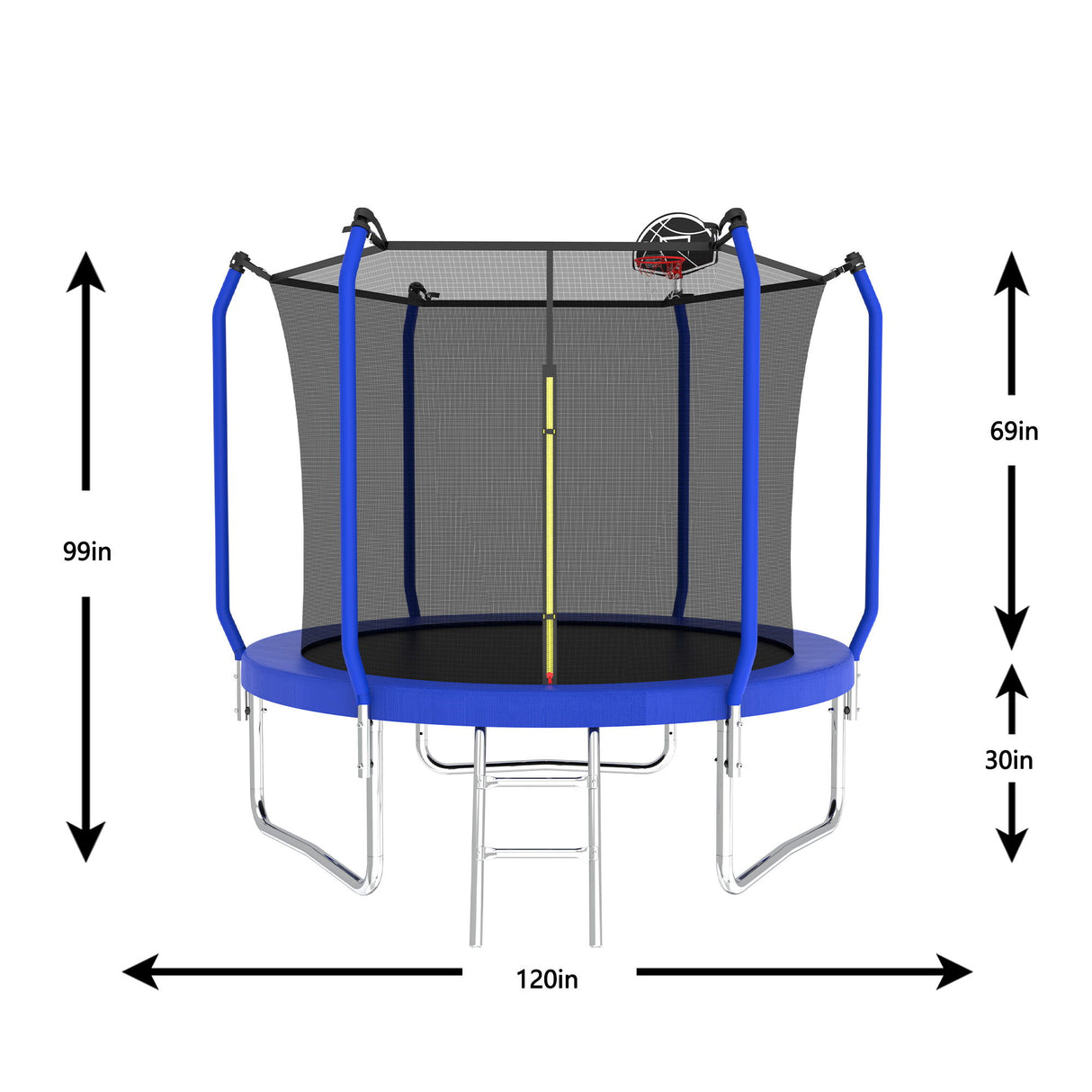 Trampoline With Basketball Hoop, Astm Approved Reinforced Type Outdoor Trampoline With Enclosure Net - Trampolines - Alpine Outlets