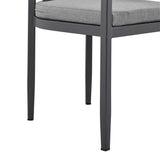 Menorca - Outdoor Patio Dining Chairs In Aluminum With Gray Cushions - (Set Of 2)