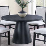 Round Dining Table With Cone Shaped Base - Black