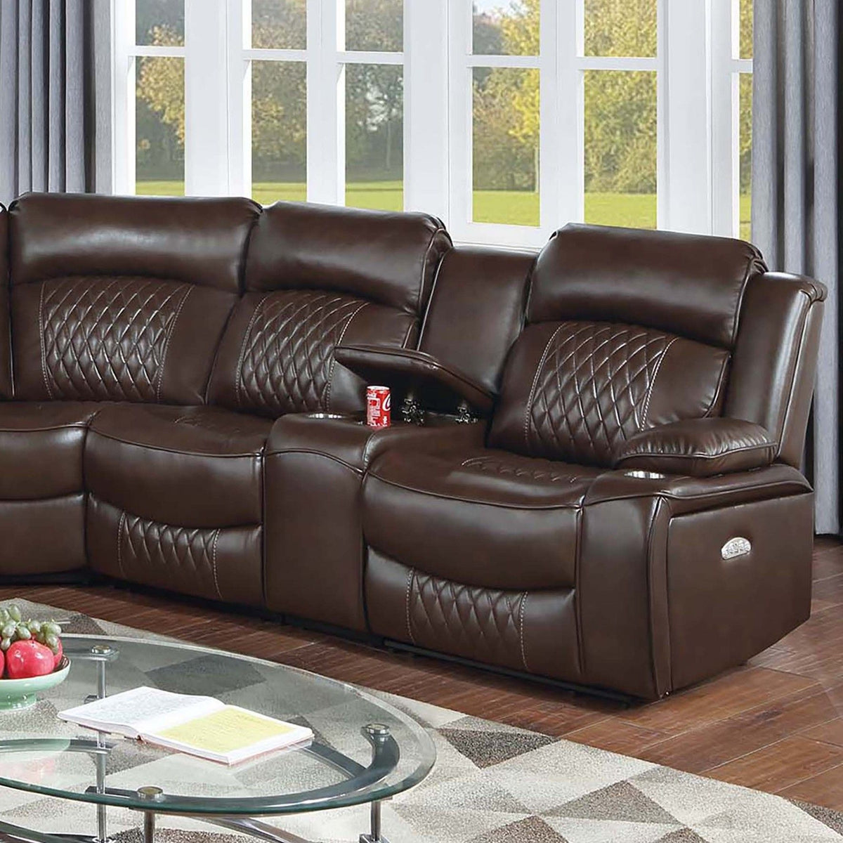 Power Motion Reclining Sectional Set With Console