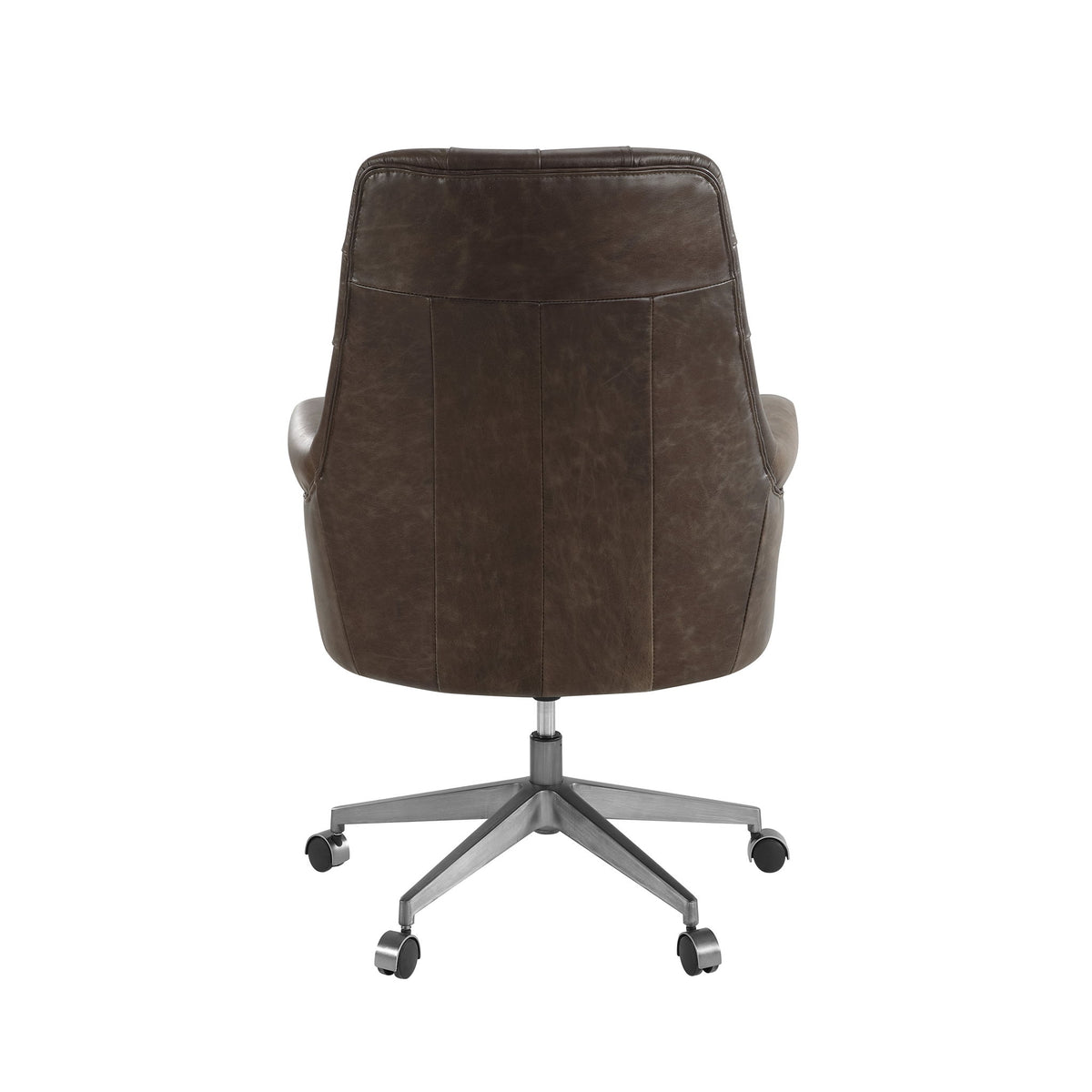 Dasan Dark Brown Top Grain Leather & Iron Swivel Office Chair