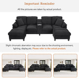 Modern U - Shaped Sectional Sofa With Storage Ottomans, USB Ports, And Cup Holders