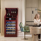 Wine Cooler Cabinet With Touch Control, 43 Bottle Capacity, Humidity & Temperature Regulation - Cherry