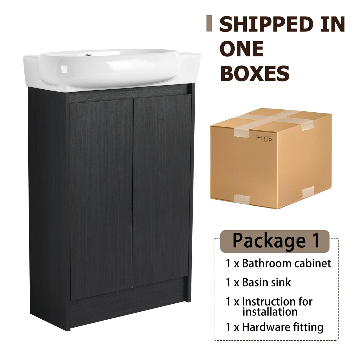Freestanding Bathroom Vanity & Sink, Soft Close Doors