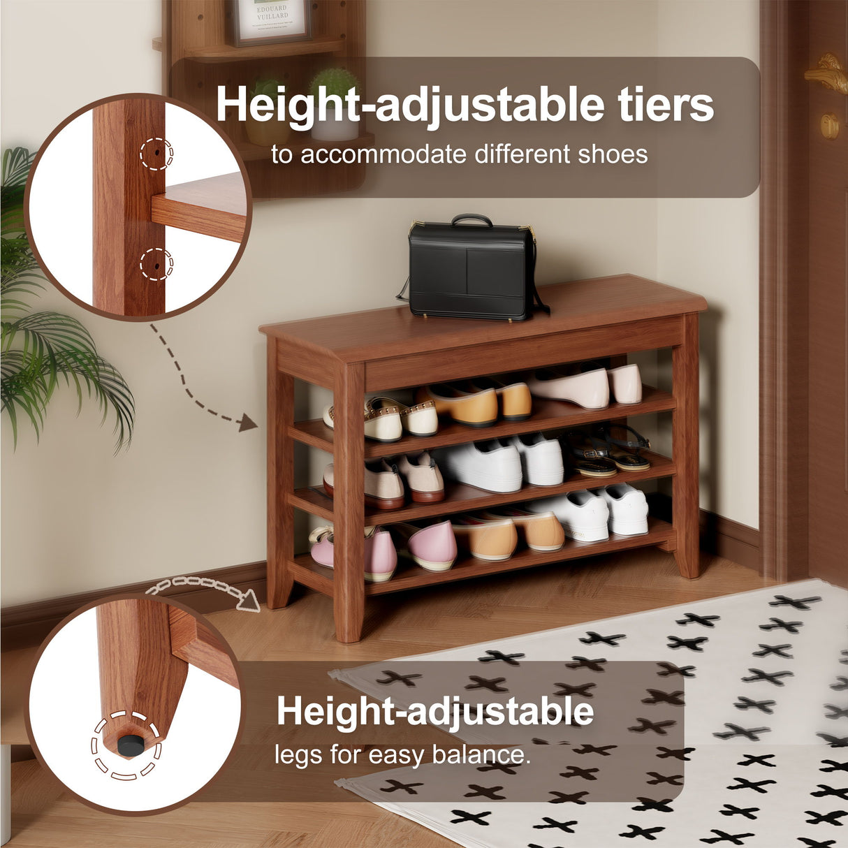 Multi Functional Double Layer Shoe Stool
