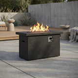 Propane Gas Outdoor Fire Pit Table Weather Resistant Cement 42x24in