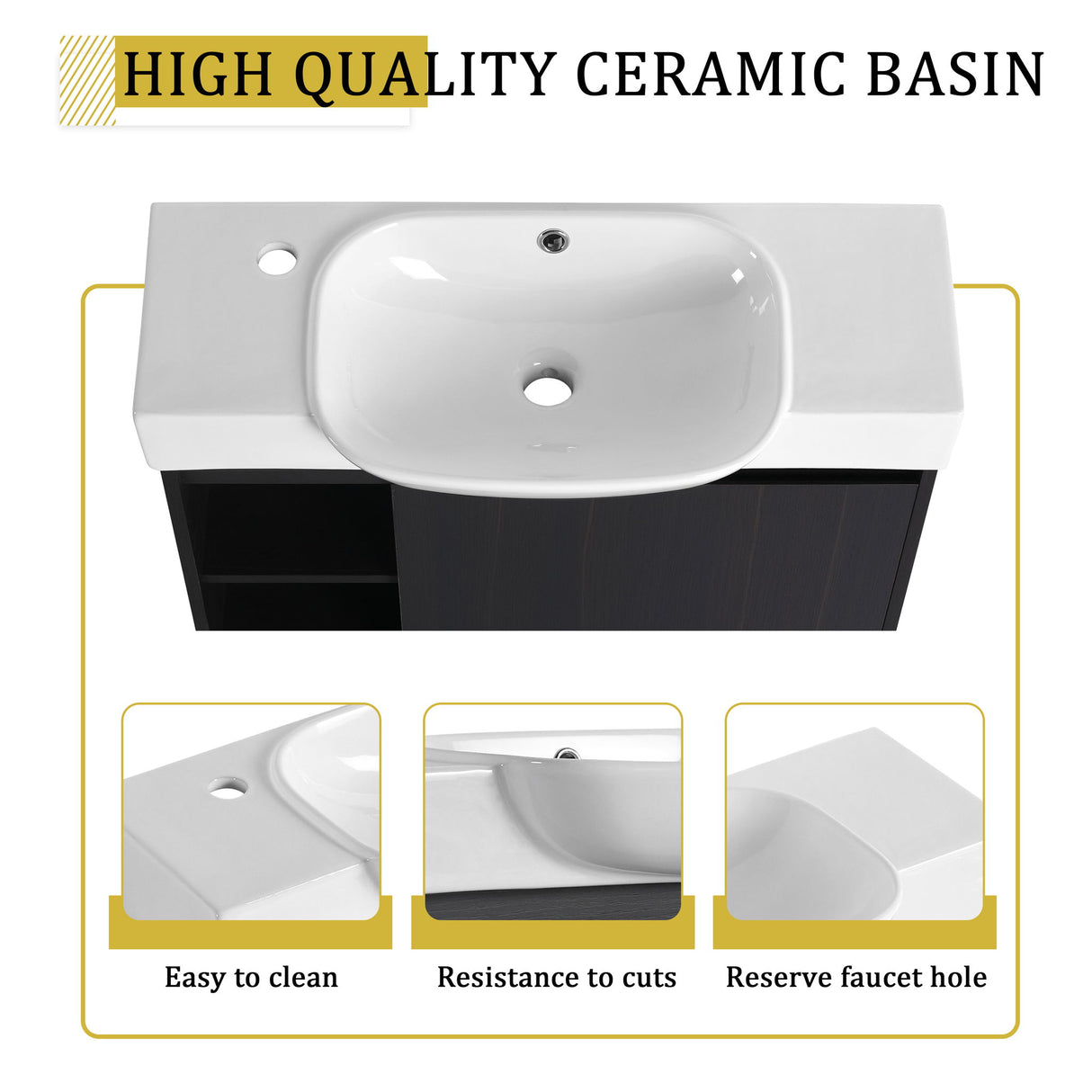 Freestanding Bathroom Vanity With Sink, Soft Close Door