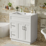 Bathroom Vanity With 2 Doors, 2 Drawers, Adjustable Shelf, Hidden Slides & Soft Close Hinges