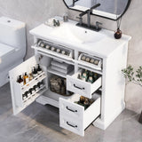 36" Bathroom Vanity With Sink, 2 Tip-Out Drawers, Soft Close Hinges