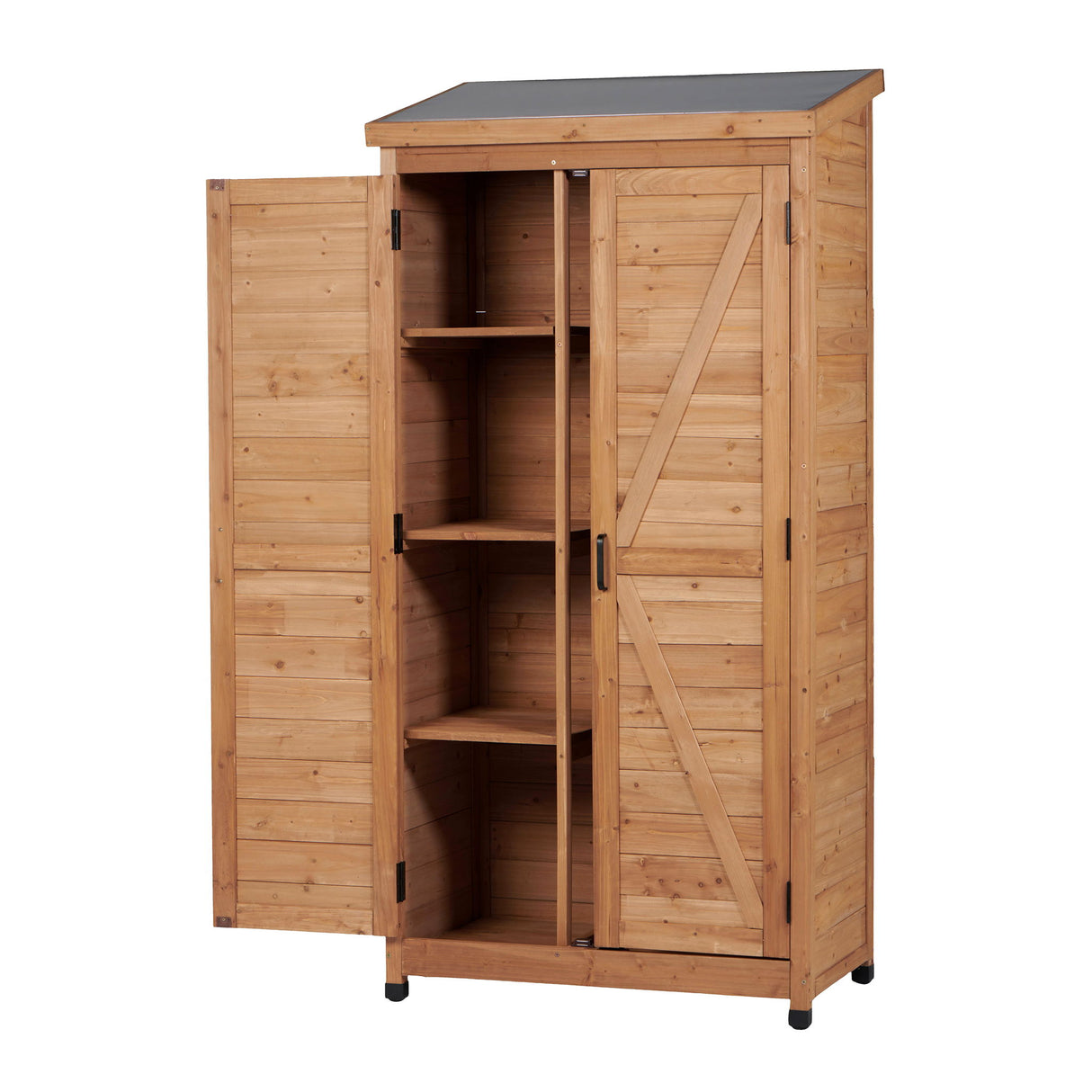 Outdoor Storage Shed With Top Tall Vertical Tool Cabinet - Gold