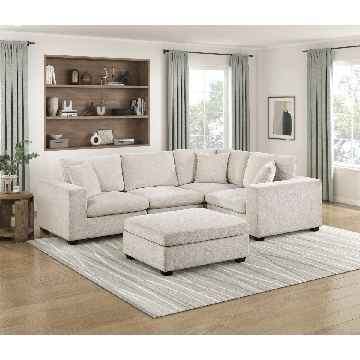 Beige Chenille Modular Corner Seat - 🟢 Corner Chairs available at Alpine Outlets in Denver