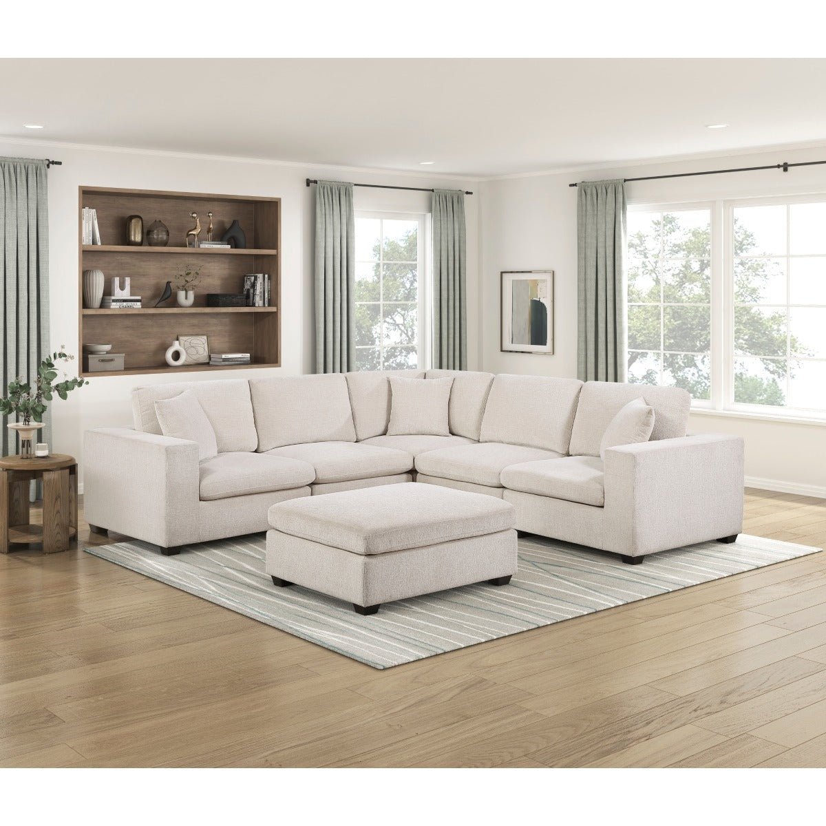 Beige Chenille Modular Ottoman - 🟢 Ottomans available at Alpine Outlets in Denver