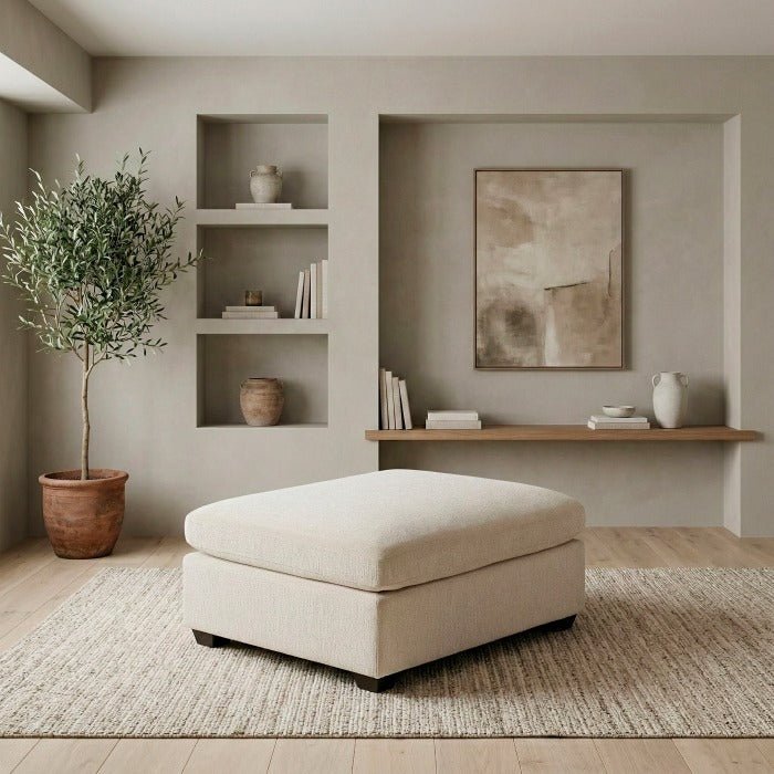 Beige Chenille Modular Ottoman - 🟢 Ottomans available at Alpine Outlets in Denver