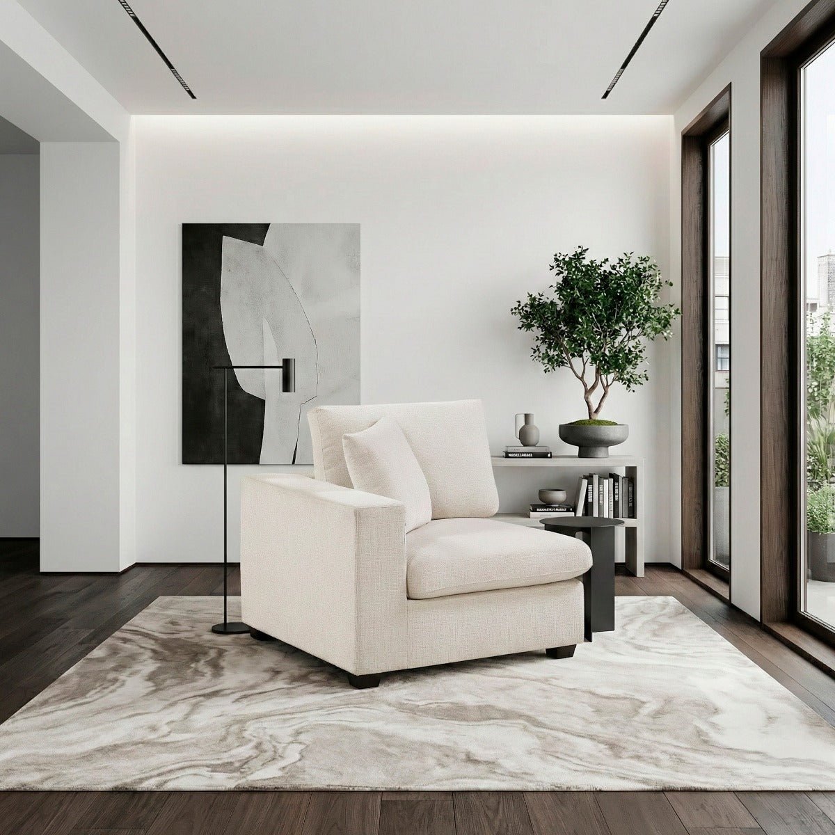 Beige Chenille Reversible One - Arm Modular Chair - 🟢 Arm Chairs available at Alpine Outlets in Denver