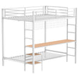 Bettoni Metal Full Over Twin Workstation Bunk Bed, Matte White - Bunk & Loft Beds available at Alpine Outlets in Denver