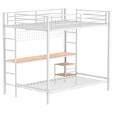 Bettoni Metal Full Over Twin Workstation Bunk Bed, Matte White - Bunk & Loft Beds available at Alpine Outlets in Denver