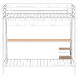 Bettoni Metal Full Over Twin Workstation Bunk Bed, Matte White - Bunk & Loft Beds available at Alpine Outlets in Denver