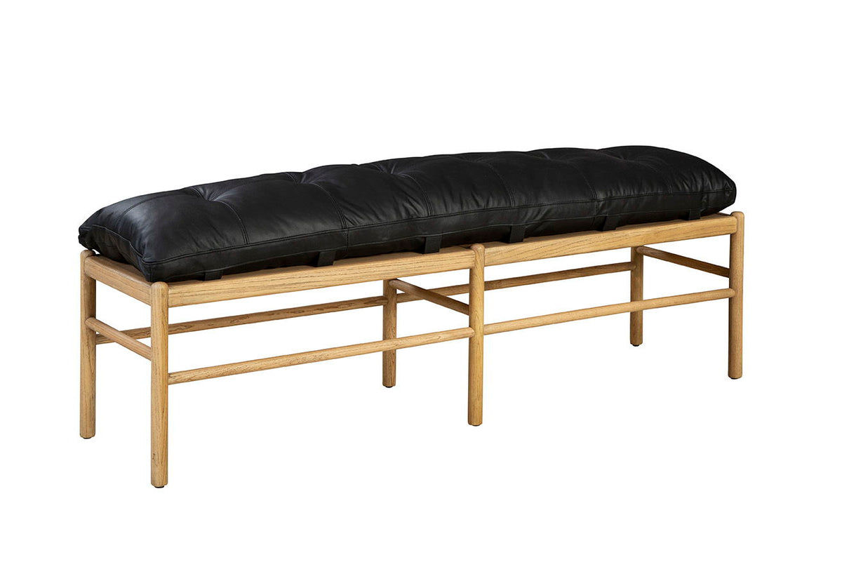 Osborne - Leather Bench - Black / Light Brown