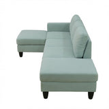 L - Shaped Sectional Sofa With Left Chaise & Ottoman - Pale Green