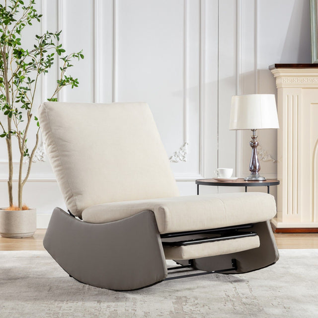 Modern Rocking Chair Recliner, Comfy Rocker Nursery Chair With Footrest, Accent Reading Chair, Upholstered Lounge Chair For Relaxing, Resting, Soft Padded Rocker For Indoor Living Room Bedroom - Rocker Chairs - Alpine Outlets