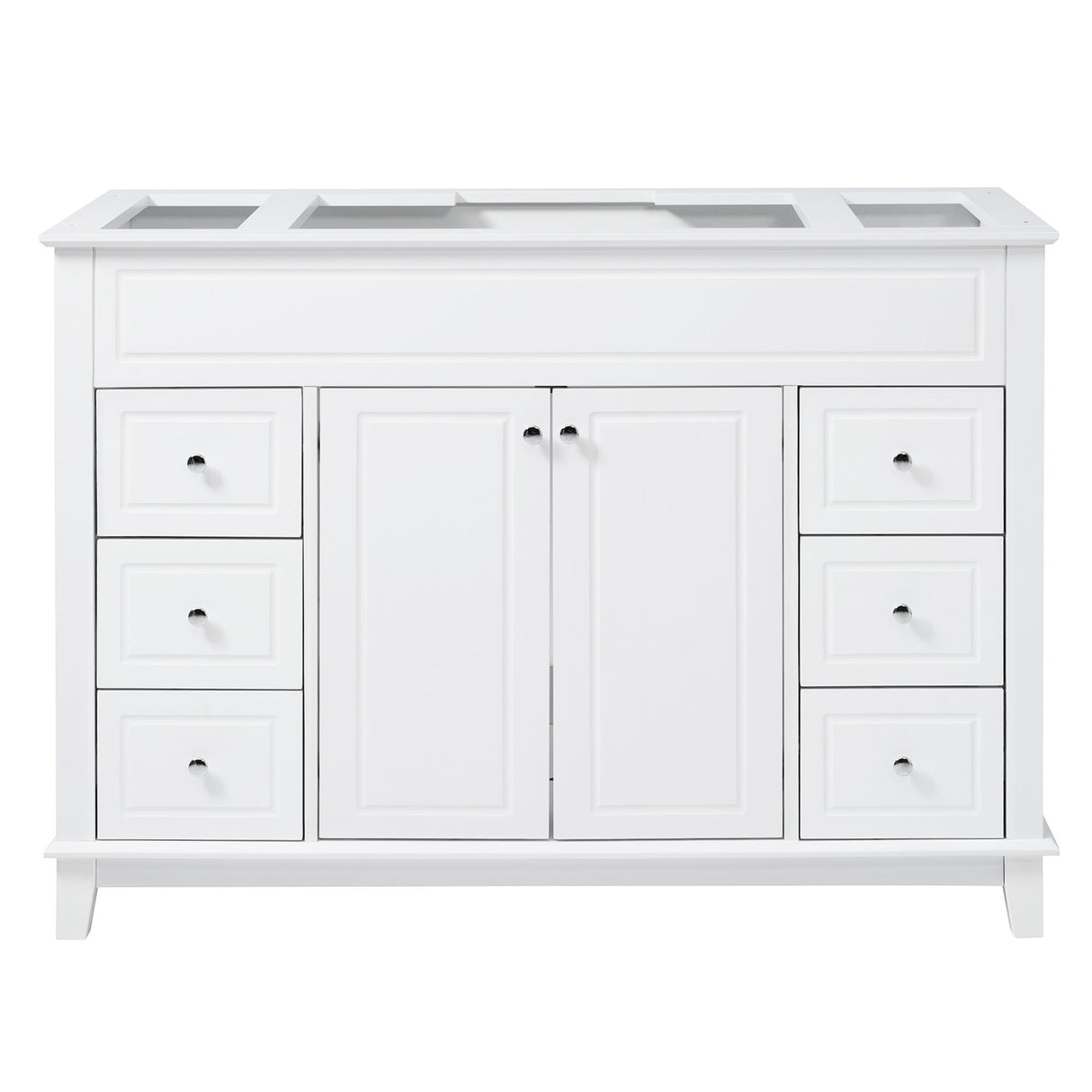 Bathroom Vanity Cabinet Only, 6 Soft Close Drawers & Double Doors - White