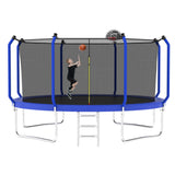Trampoline With Basketball Hoop, Astm Approved Reinforced Type Outdoor Trampoline With Enclosure Net - Trampolines - Alpine Outlets