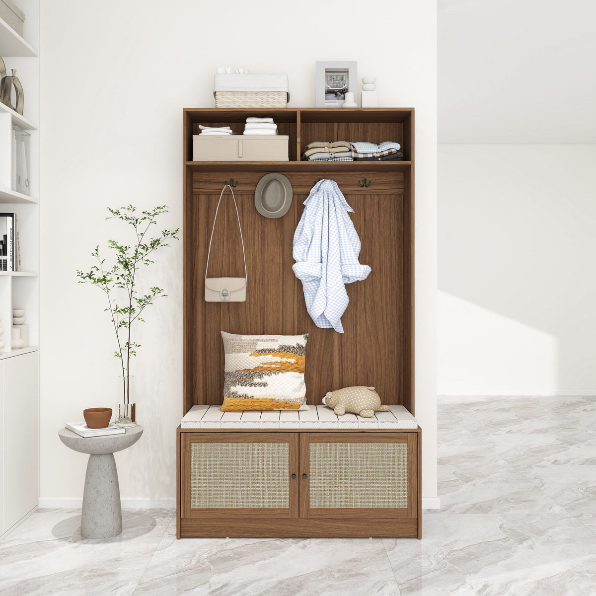 Modern Storage Closet For Bedroom, Entryway, Or Living Room - Walnut