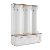Hall Tree With Bench And Shoe Storage, 3 Large Drawers, Open Storage Shelves & Hooks