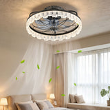 21" Caged Ceiling Fan With Remote Controlled Acrylic LED Lights - Antique Black