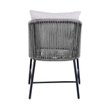 Calica - Outdoor Patio Dining Chair - Black Metal And Gray Rope