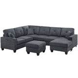 5 Piece Sectional Set With USB Port And Ottoman