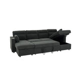 Convertible Sectional Sofa With Storage Chaise, Cup Holders And Pull Out Sleeper