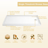Shower Base Drain With Single Threshold Design