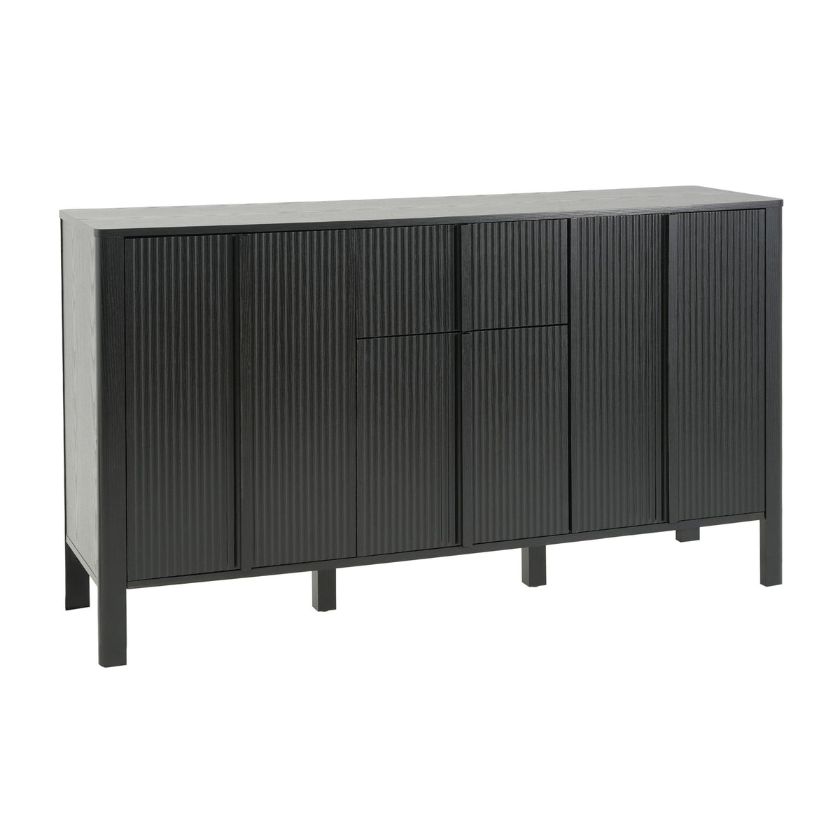 Colored Fluted Sideboard With 3 Doors And 1 Drawer