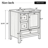 Modern Bathroom Vanity With Sink, Soft Close Drawers & Door, Storage Rack