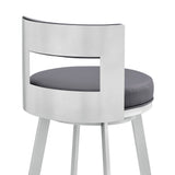 Lynof - Swivel Bar Stool - Brushed Stainless Steel Finish